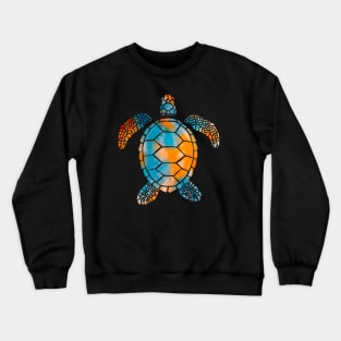 Orange and Blue Watercolor Sea Turtle Crewneck Sweatshirt